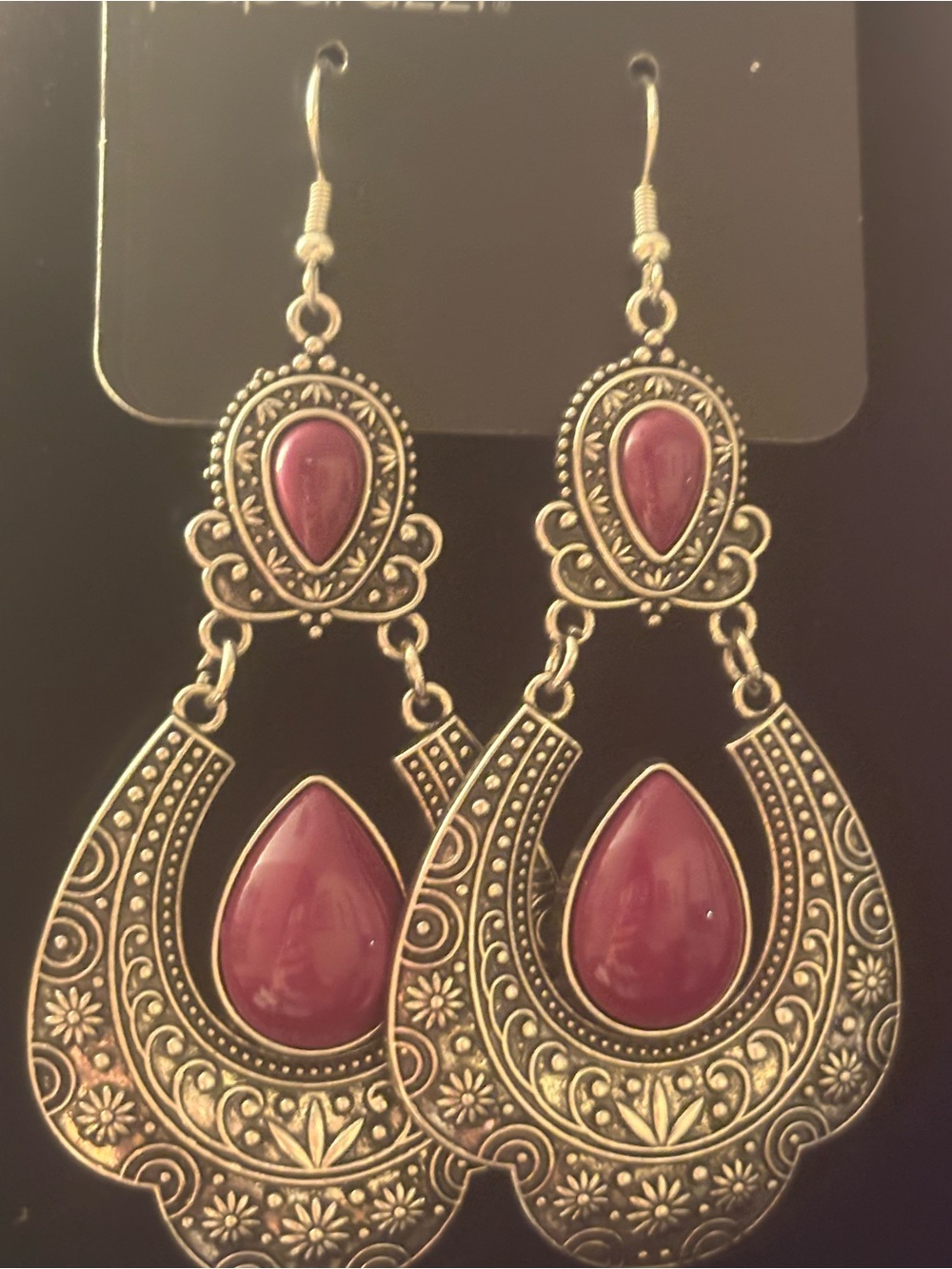 Bohemian Purple Teardrop Dangle Earrings